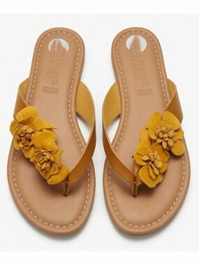 Fabio Maggenti Made in Italy Genuine Leather Tan Thong Sandals Mustard Size 9